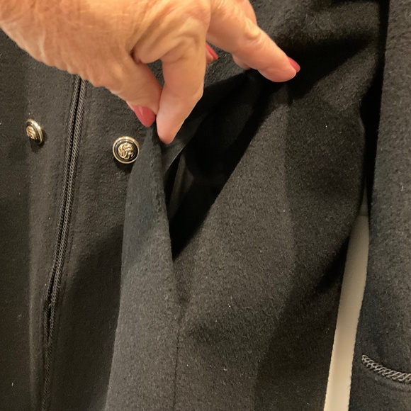 CHARLES KLEIN Vintage Black Wool Coat Notched Collar Size Extra Large EC - Picture 2 of 9